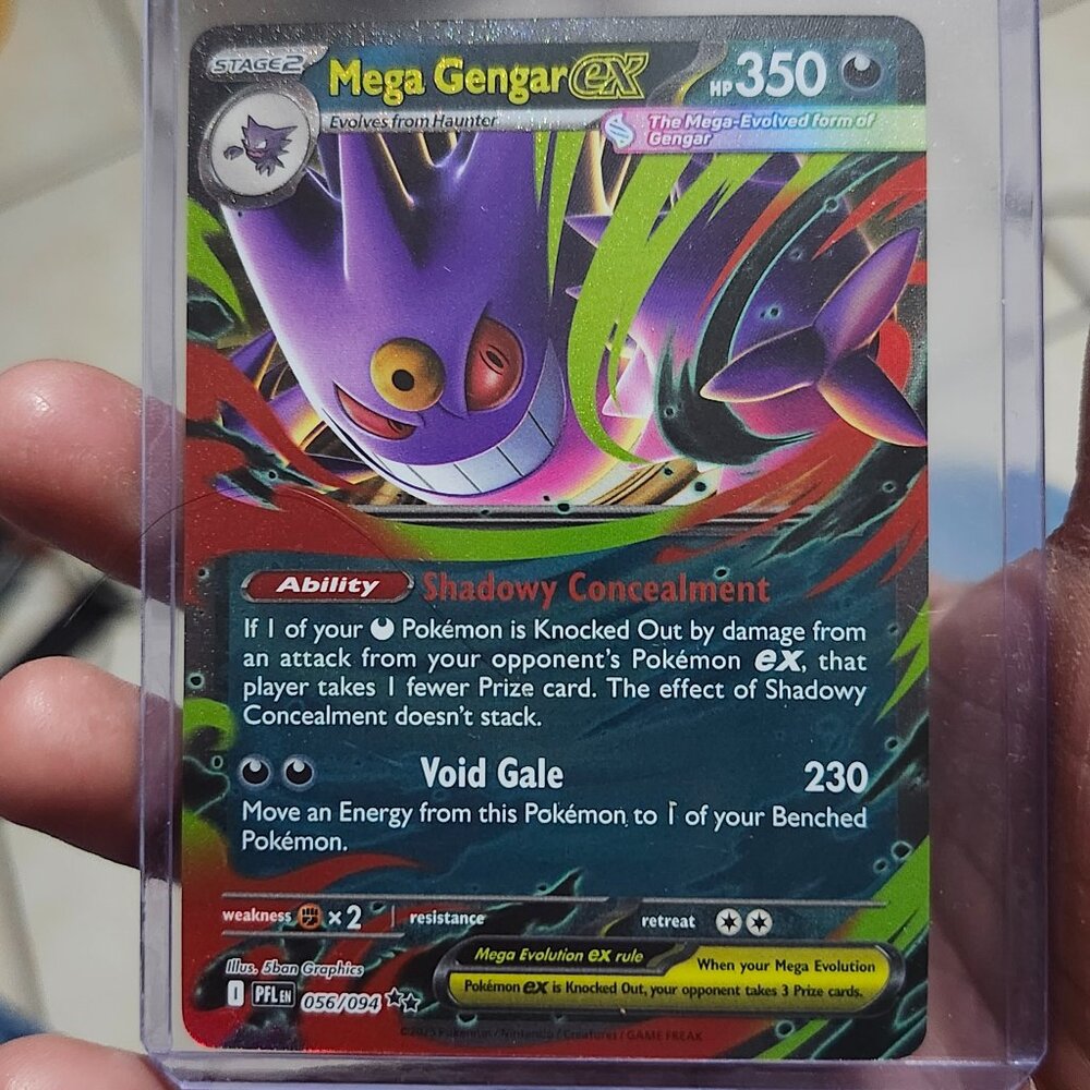 Mega Gengar ex card from the Pokémon TCG: Phantasmal Flames expansion